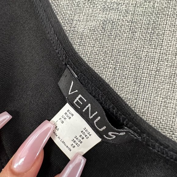 Venus Black Dress‎ Silver Studs Size XS Round Neck Viscose Polyester Elastan - Picture 9 of 12